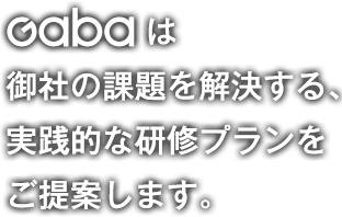 GABAは御社の課題を解決する、実践的な研修プランをご提案します。